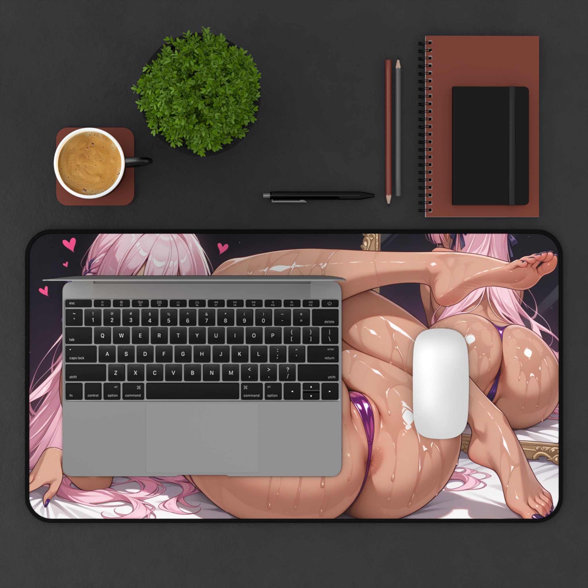 Anime Waifu Desk Mat Gaming Mouse Pad, Non-Slip Neoprene Desk Pad Gift for Gamers & Otaku
