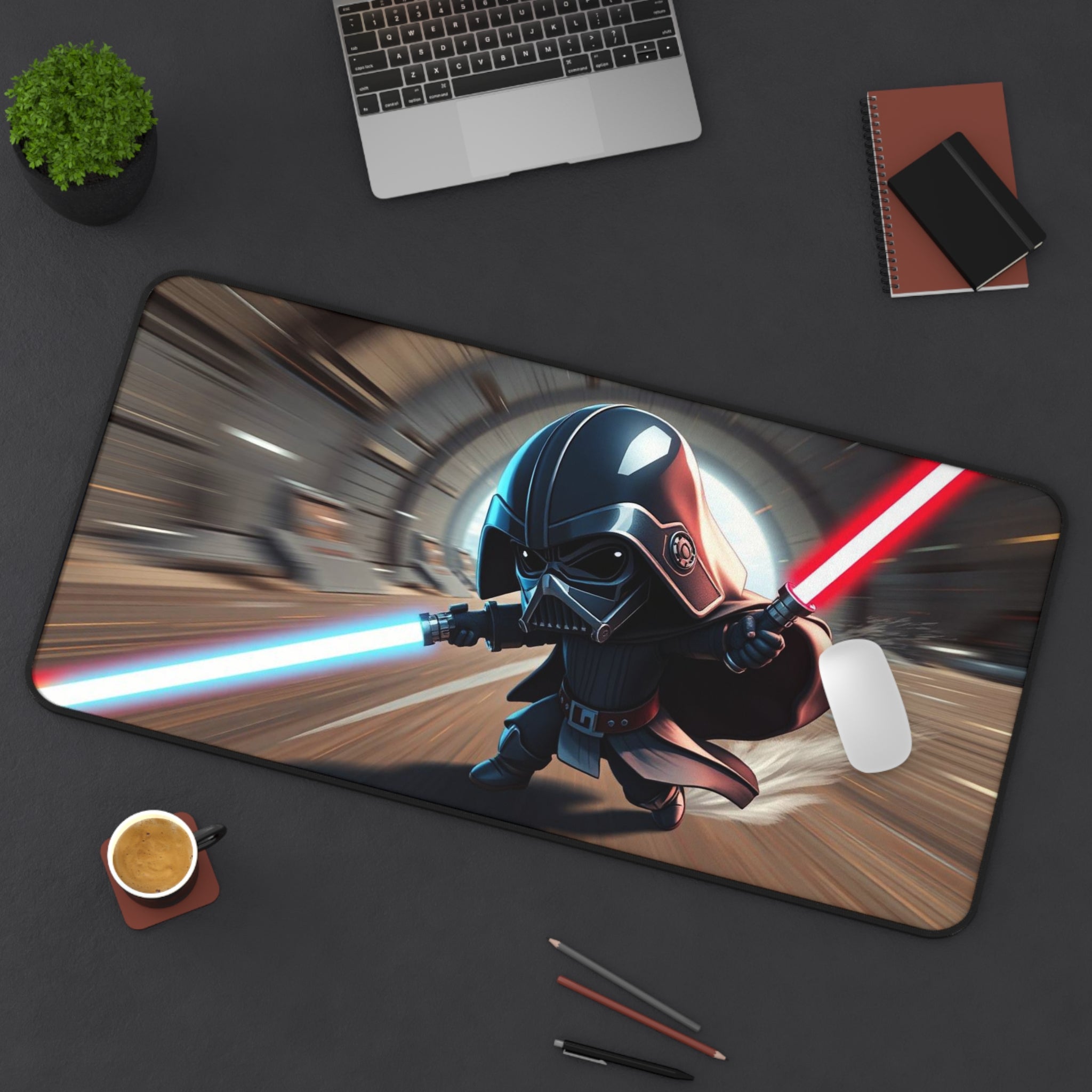 Chibi Gaming Darth Vader Desk Mat, Star Wars Mouse Pad with Non-Slip Base