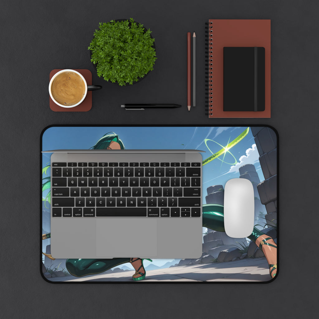 Anime Waifu Warrior Desk Mat, Gaming Desk Pad