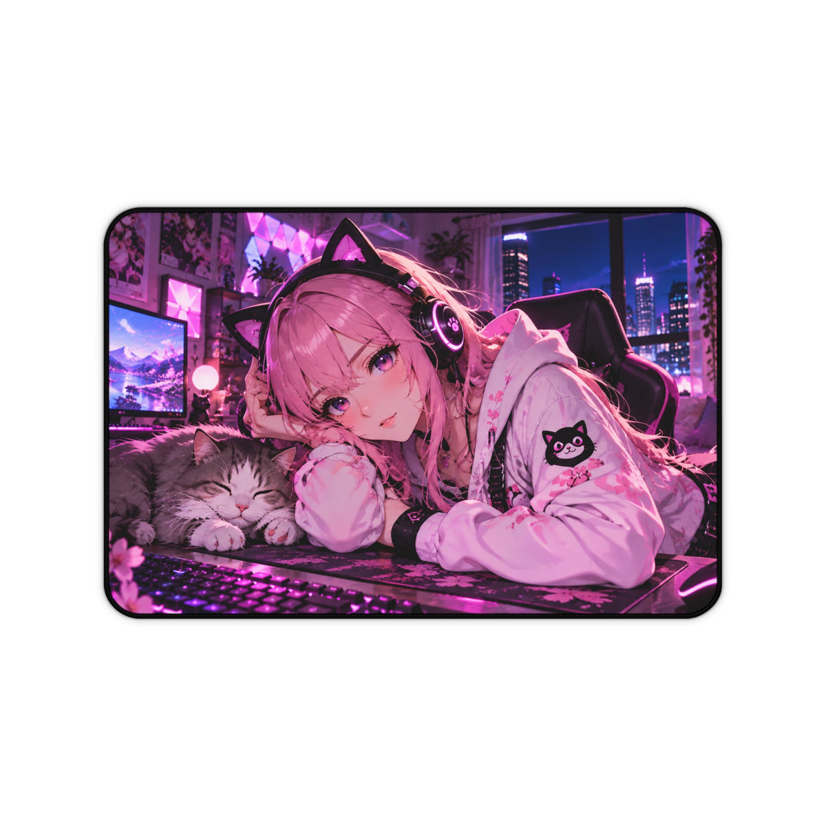 Anime Waifu Large Desk Mat & Gaming Mouse Pad
