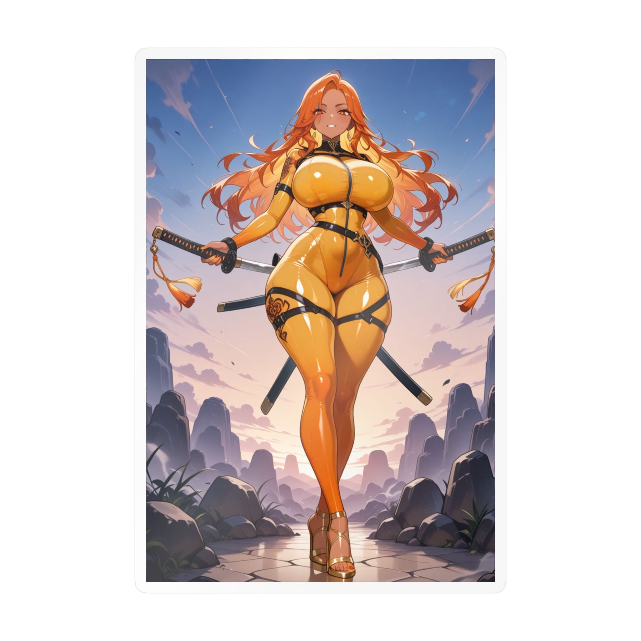 Anime Girl Warrior Vinyl Sticker | Katana Waifu