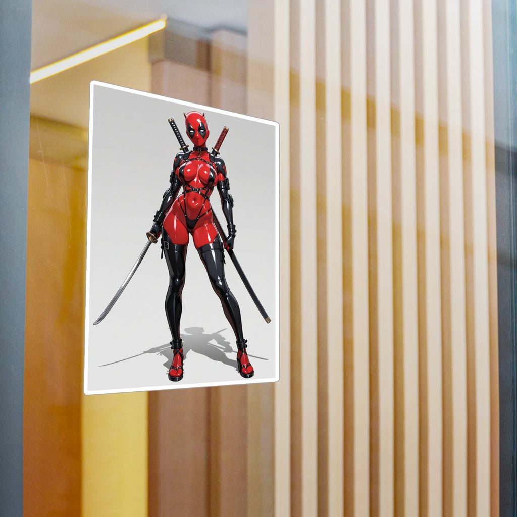 Anime Lady DeadPool Vinyl Sticker - Female Swordswoman Kiss-Cut Decal