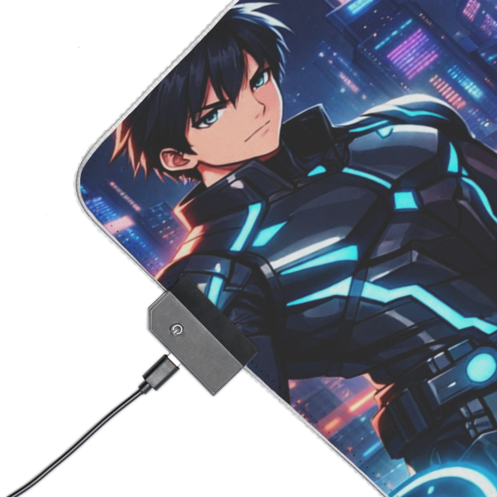 RGB LED Tron Anime Desk Mat, Gaming Mouse Pad