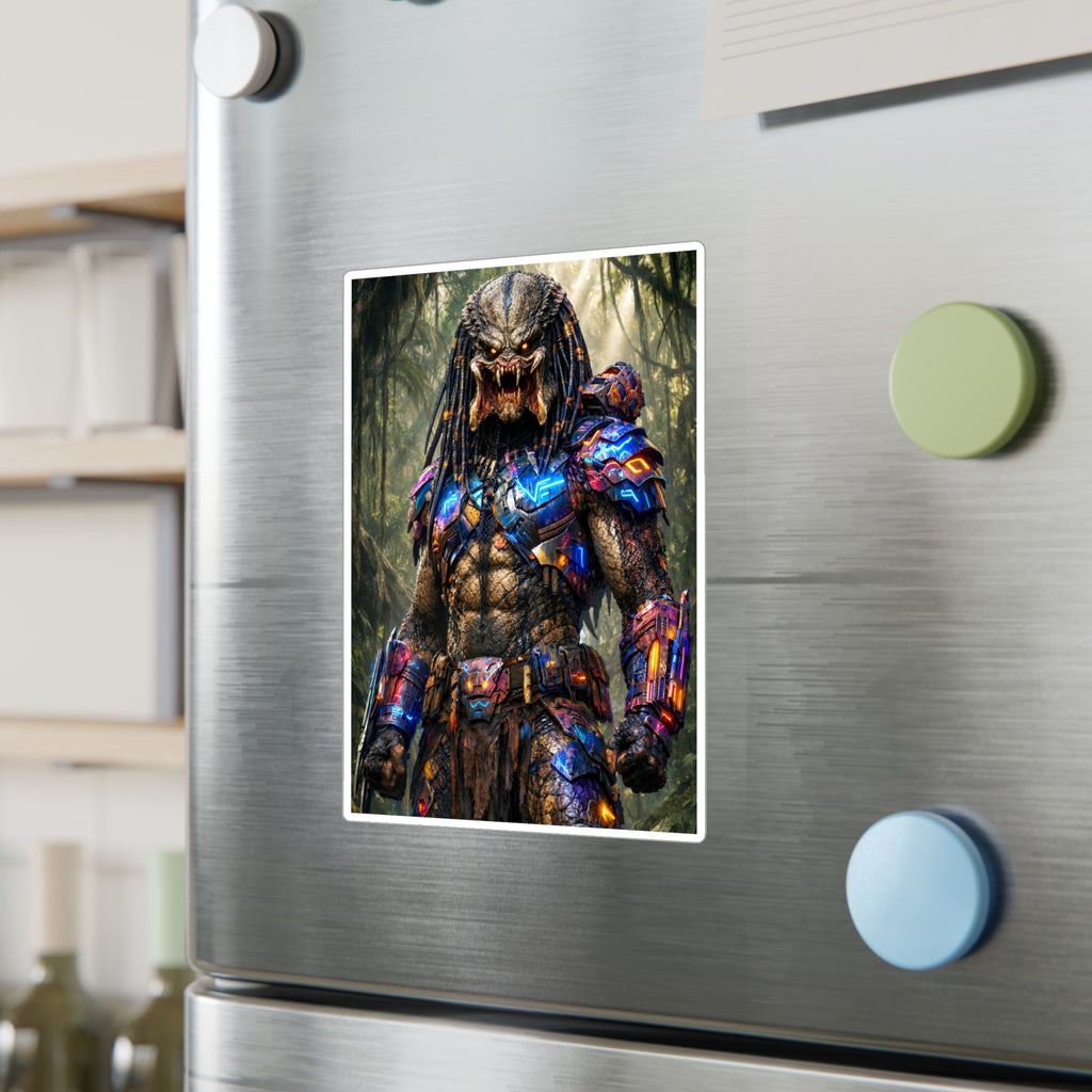 Predator Warrior Vinyl Sticker — Sci‑Fi Tribal Alien Kiss‑Cut Decal
