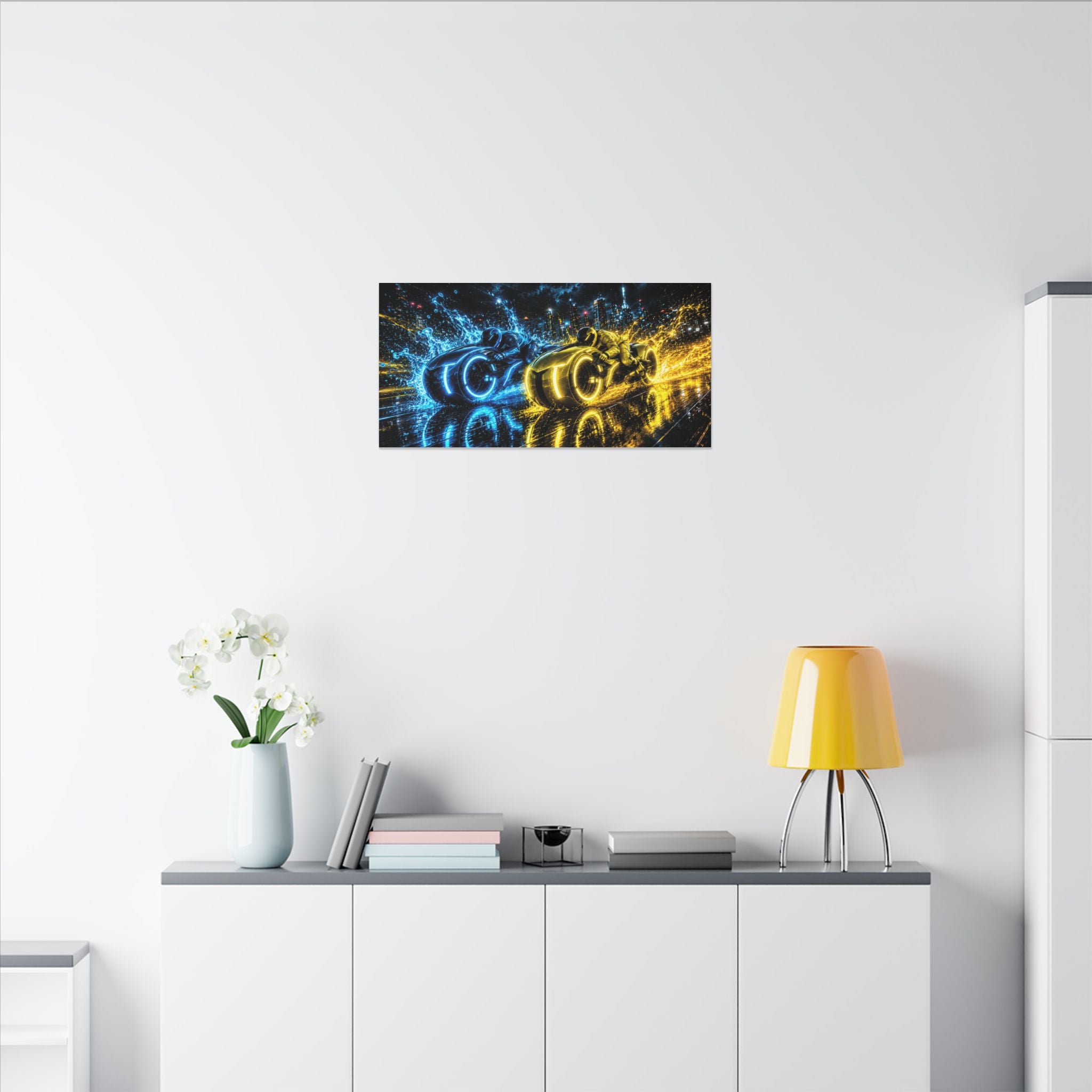 Tron Lightcycles Matte Canvas Print — Tron Futuristic Wall Art