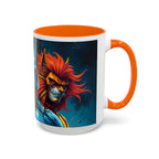 Galactic Cats Mug , Vibrant Ceramic Coffee Cup with Colorful Interior