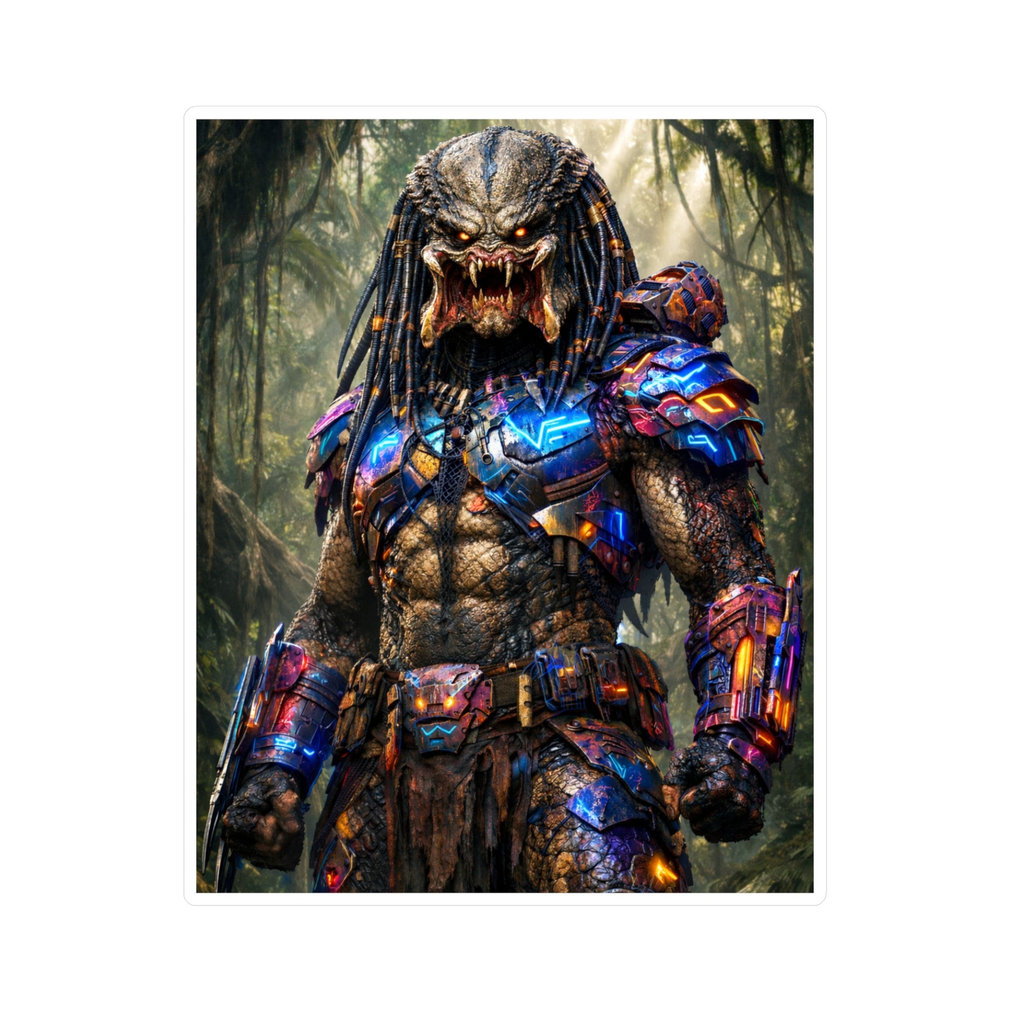 Predator Warrior Vinyl Sticker — Sci‑Fi Tribal Alien Kiss‑Cut Decal