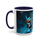 Galactic Cats Mug , Vibrant Ceramic Coffee Cup with Colorful Interior