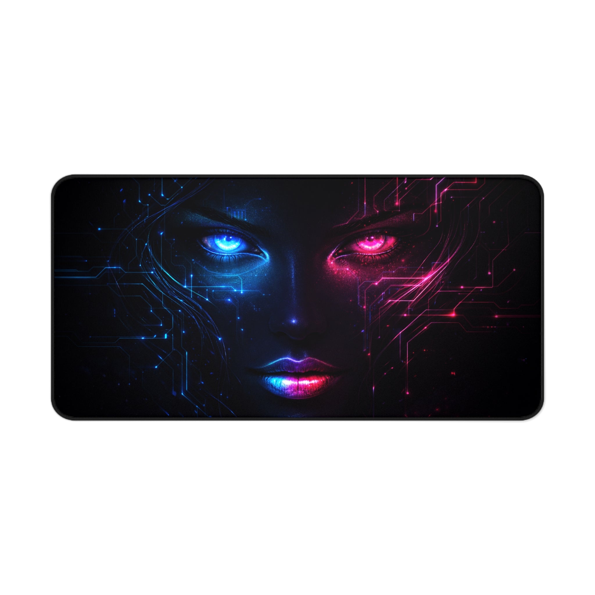Neon cyborg in the shadows Desk Mat, XL Mousepad Non-slip for Gaming & Office