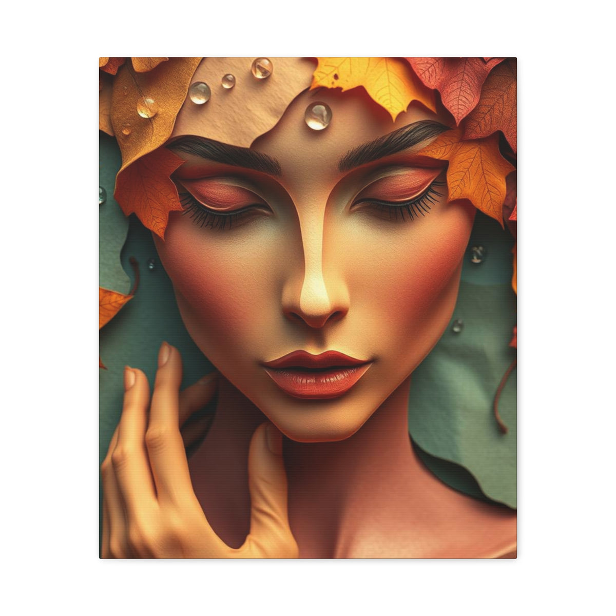 Women Face Poster in Layered Paper Aesthetic with Autumn Colors, Modern Aesthetic Wall Art, Home Decor Print, Canva Art Print, Office Decor