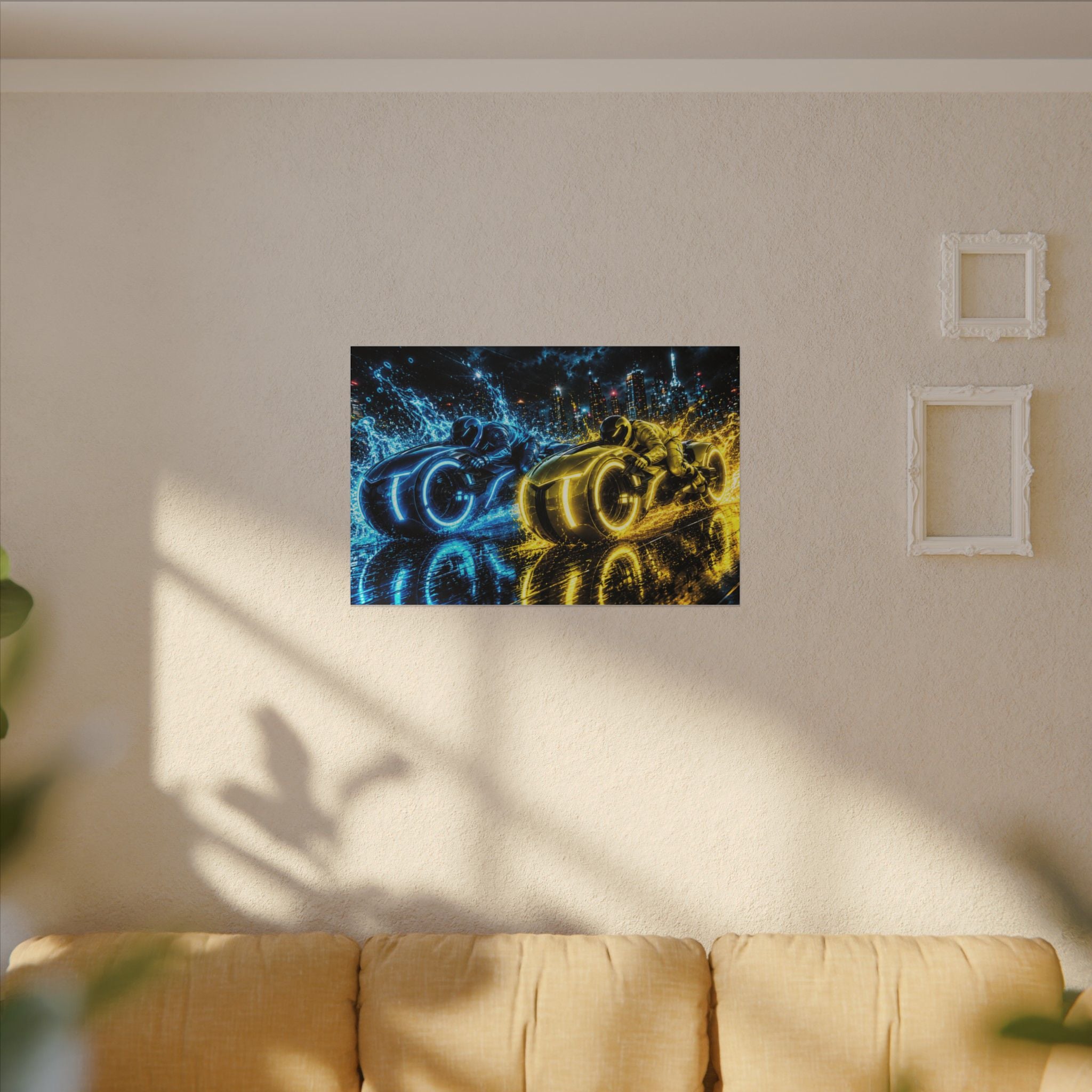 Tron Lightcycles Matte Canvas Print — Tron Futuristic Wall Art