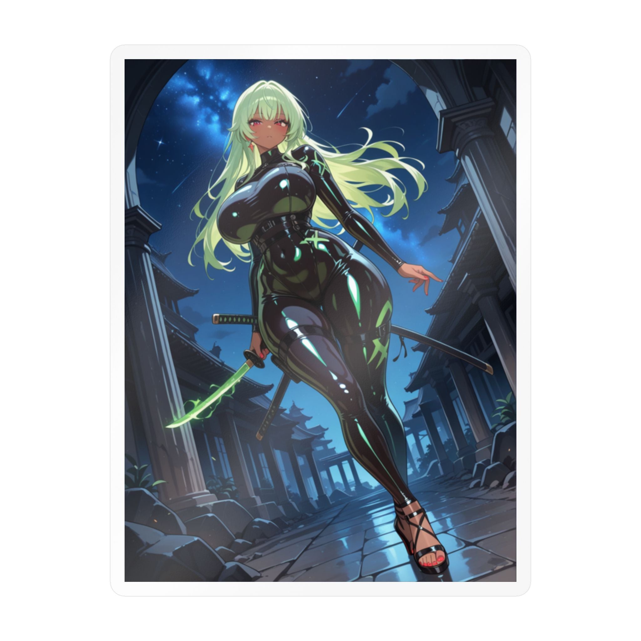 Moonblade Cyber Samurai Anime Girl Sticker