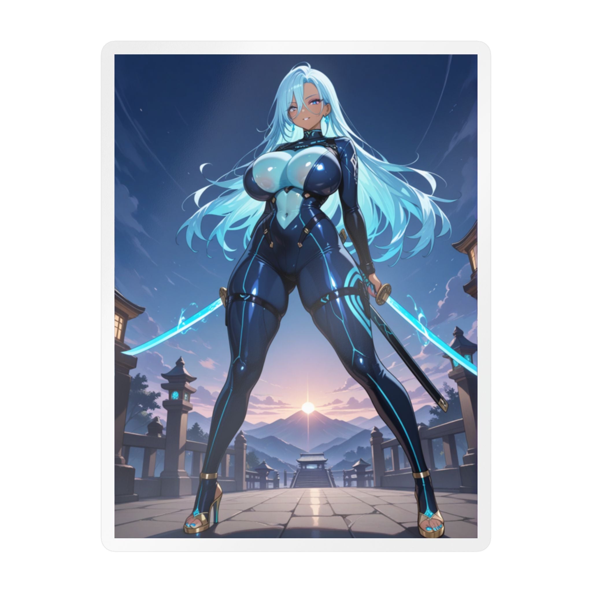 Blue-haired Anime Waifu Sticker