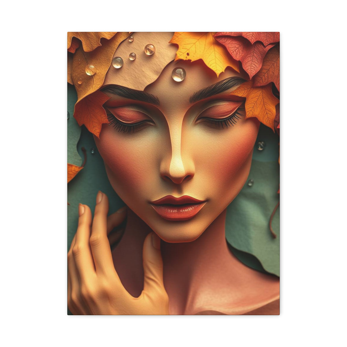 Women Face Poster in Layered Paper Aesthetic with Autumn Colors, Modern Aesthetic Wall Art, Home Decor Print, Canva Art Print, Office Decor