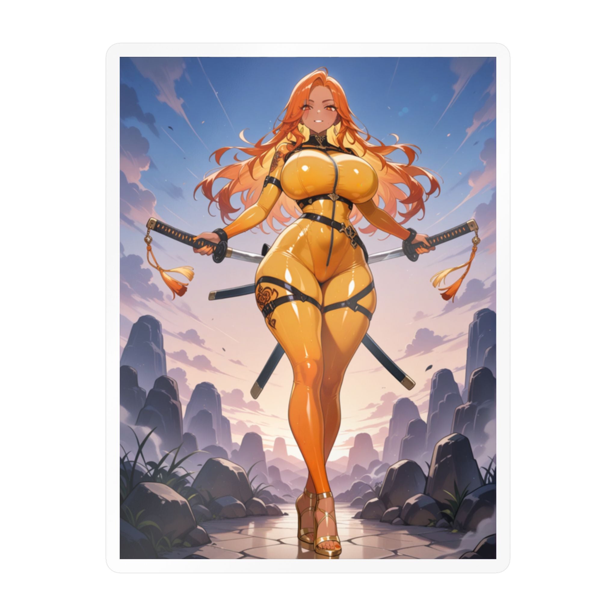 Anime Girl Warrior Vinyl Sticker | Katana Waifu