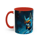 Galactic Cats Mug , Vibrant Ceramic Coffee Cup with Colorful Interior
