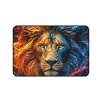 Lion Fire & Water Mouse Pad — Vibrant Animal Print Desk Mat