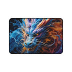 Fiery Blue Dragon Desk Mat — Fantasy Gaming Mouse Pad
