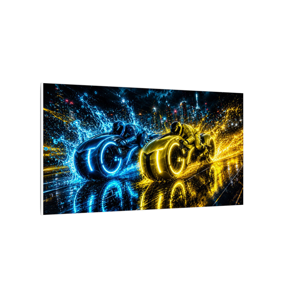 Tron Lightcycles Matte Canvas Print — Tron Futuristic Wall Art
