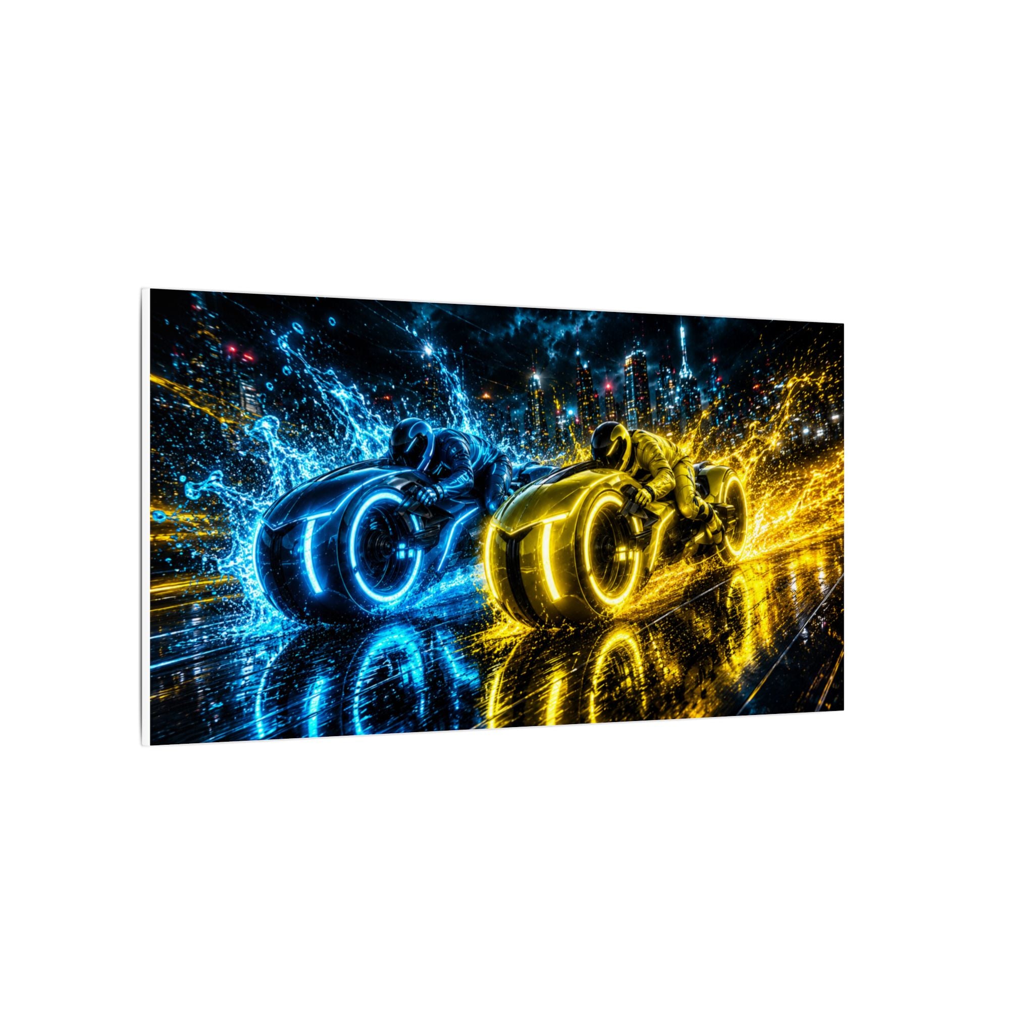 Tron Lightcycles Matte Canvas Print — Tron Futuristic Wall Art