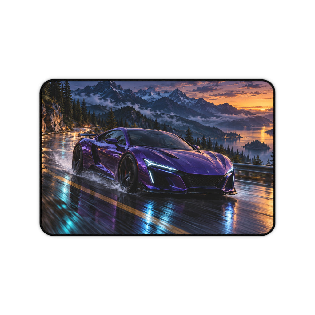 Purple Sports Car Desk Mat | Mountain Racing Style