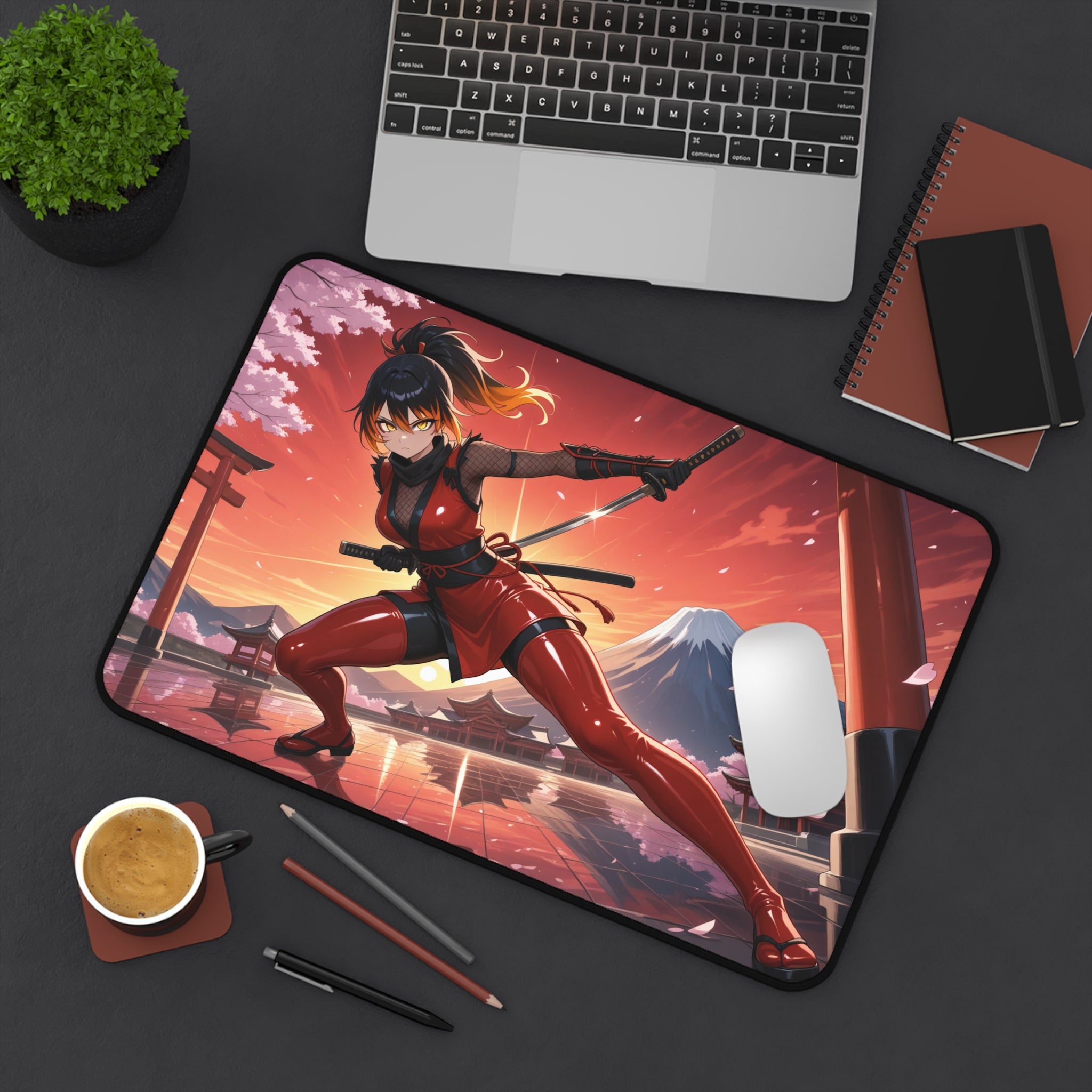 Anime Ninja Warrior Desk Mat, Anime Gaming Mouse Pad for Gamers & Otaku