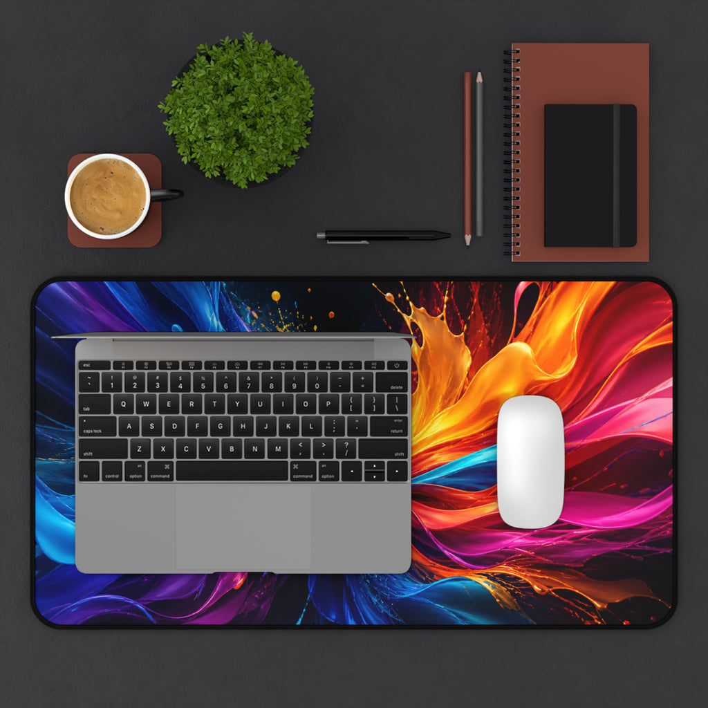 Abstract Color Splash Desk Mat — Vibrant Gaming & Office Mouse Pad