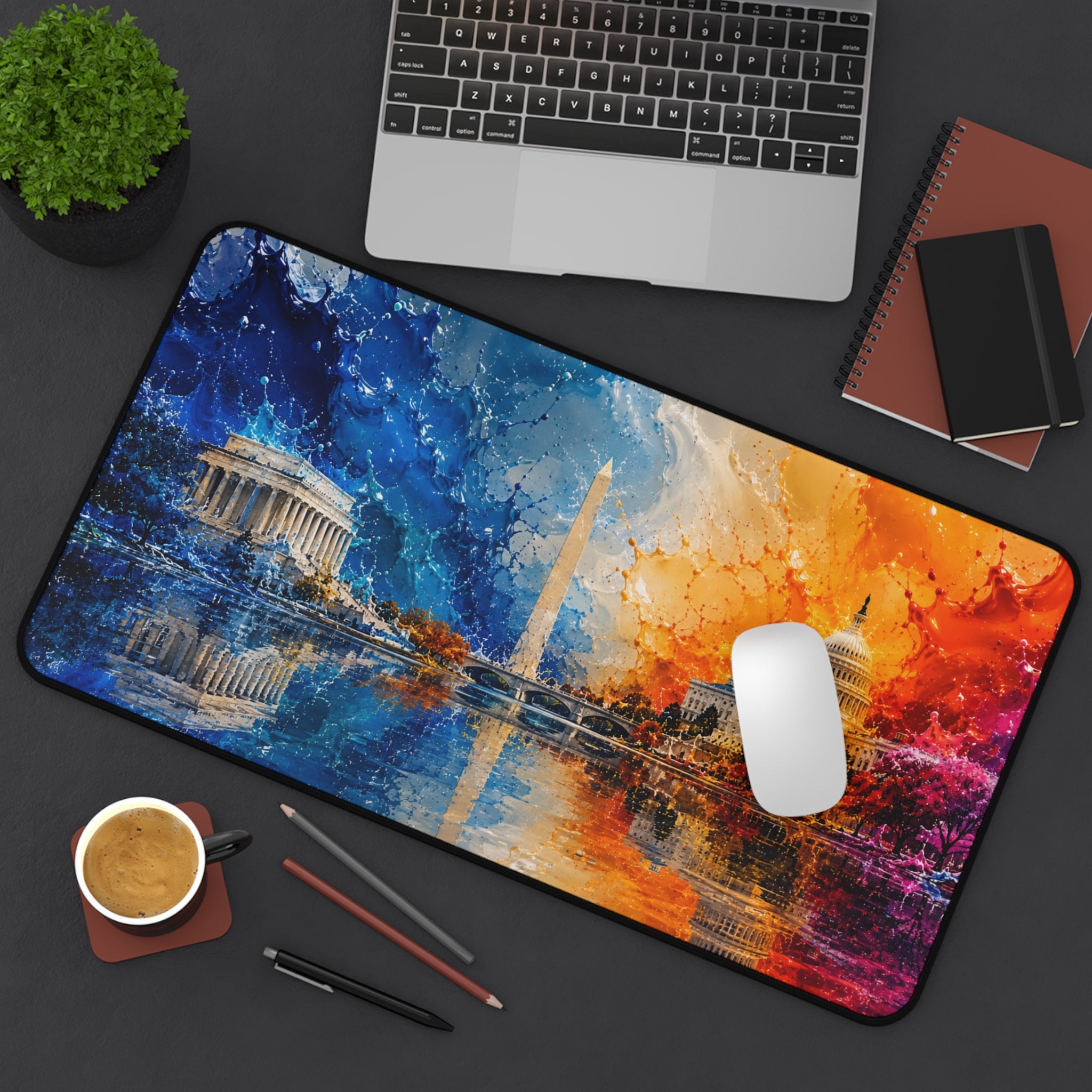 Washington D.C. Skyline Desk Mat — Colorful Capitol & Monument Mouse Pad