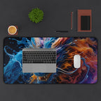 Fiery Blue Dragon Desk Mat — Fantasy Gaming Mouse Pad