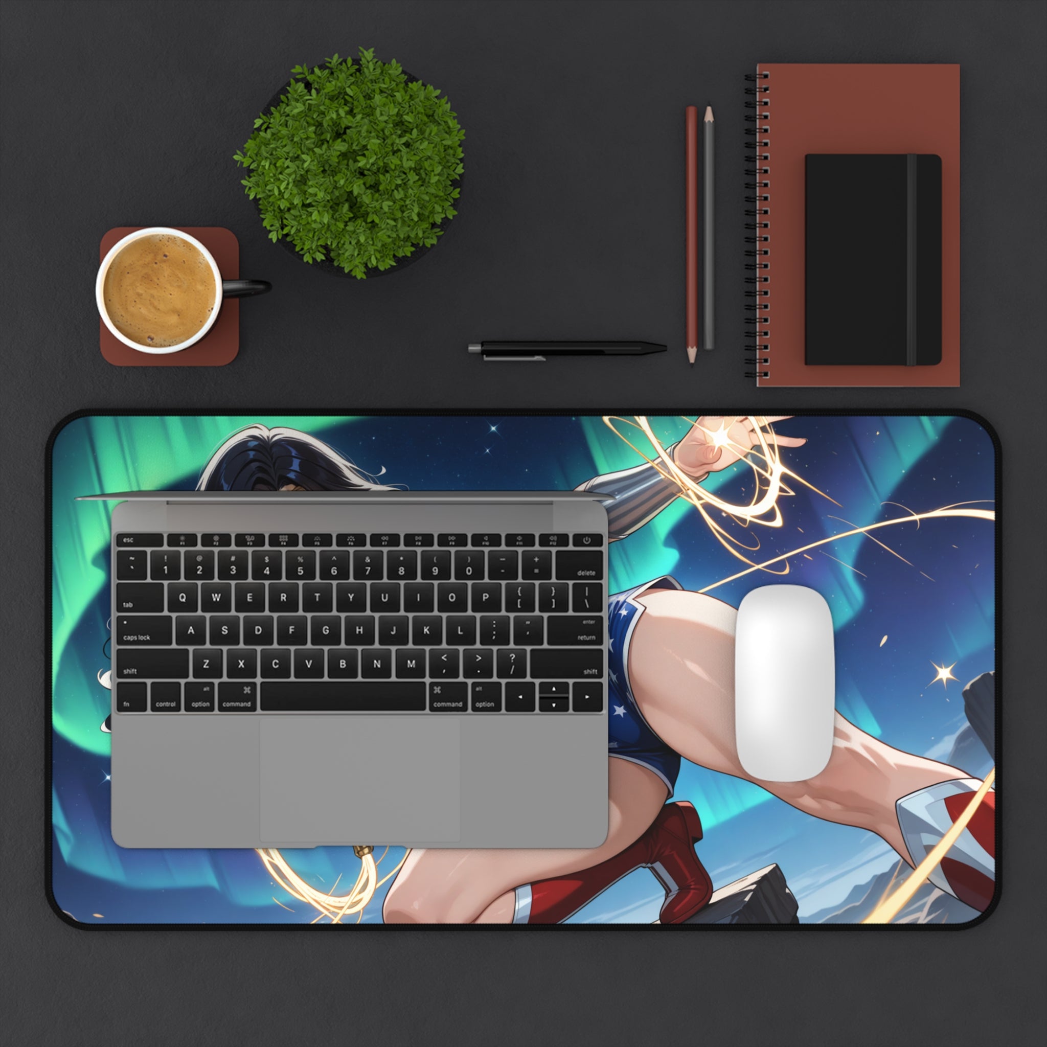 Wonder Woman Desk Mat, Gaming Mouse Pad, Superhero Playmat with Vibrant Print