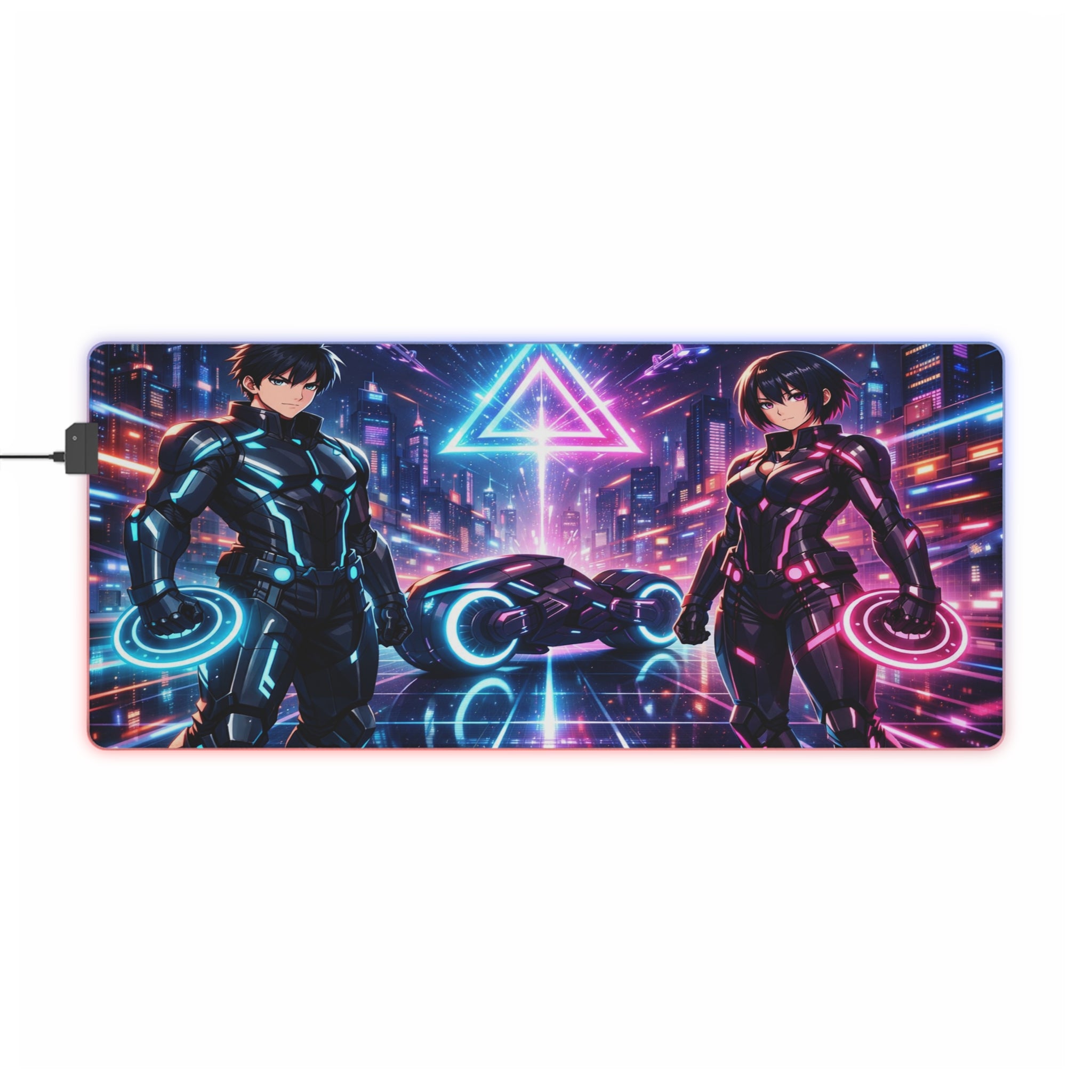 RGB LED Tron Anime Desk Mat, Gaming Mouse Pad
