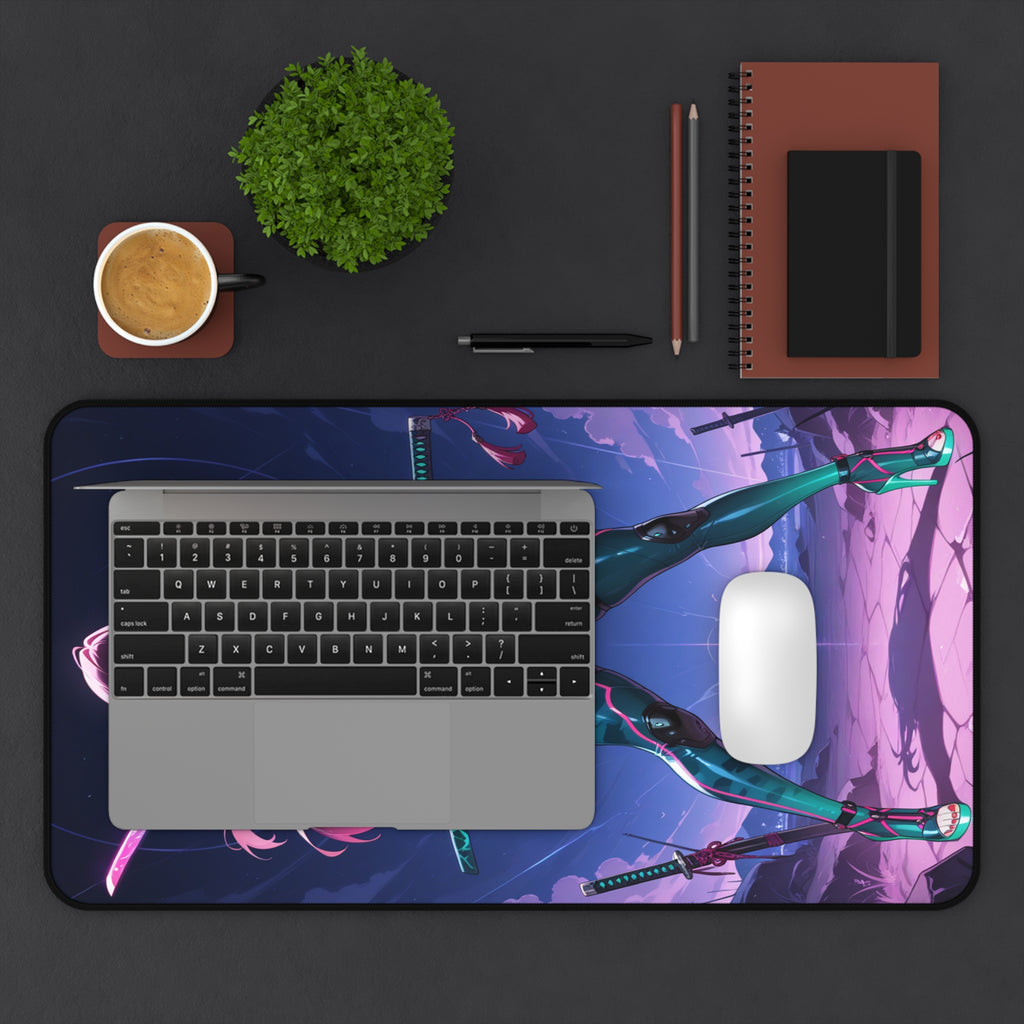 Astra Kurogane Neon Samurai Gaming Desk Mat