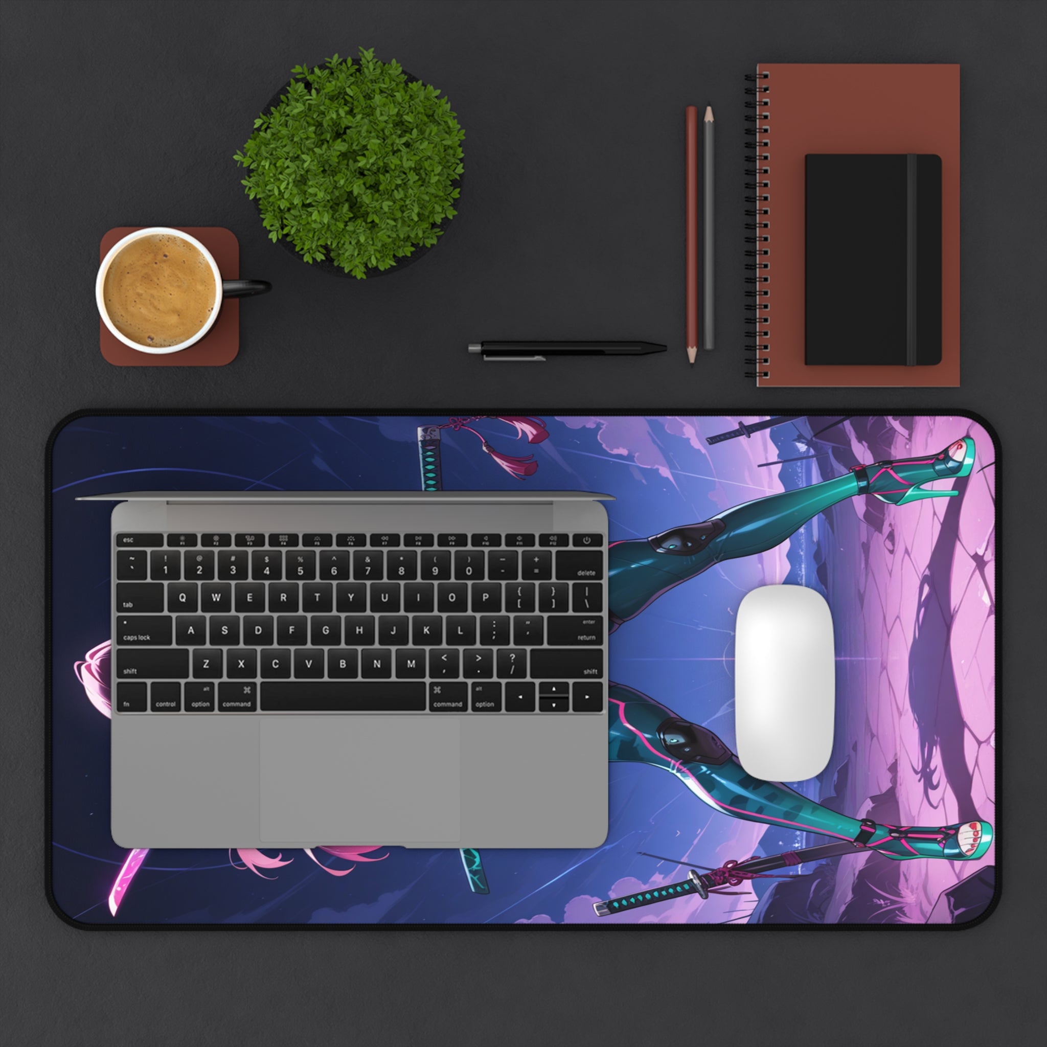 Astra Kurogane Neon Samurai Gaming Desk Mat