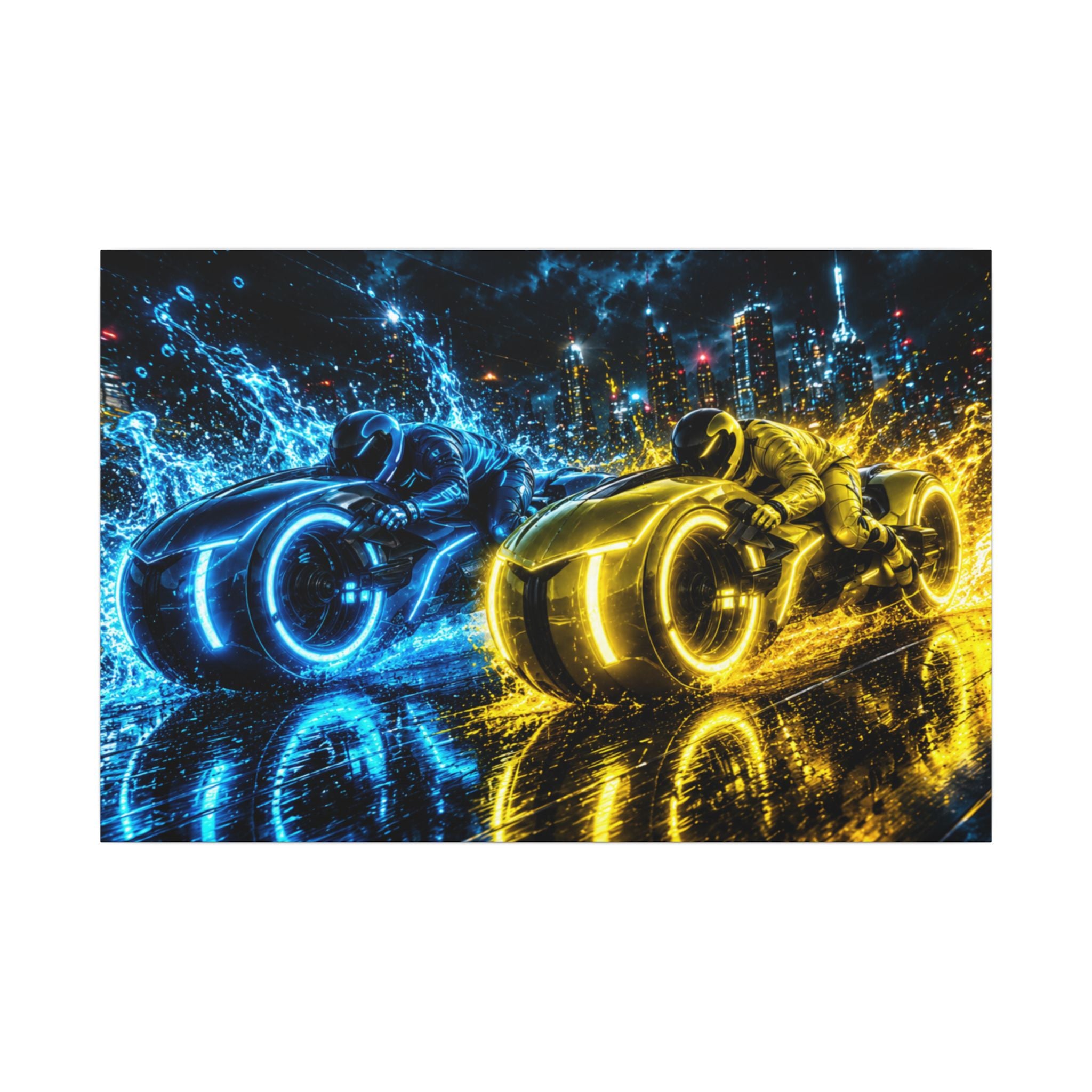 Tron Lightcycles Matte Canvas Print — Tron Futuristic Wall Art