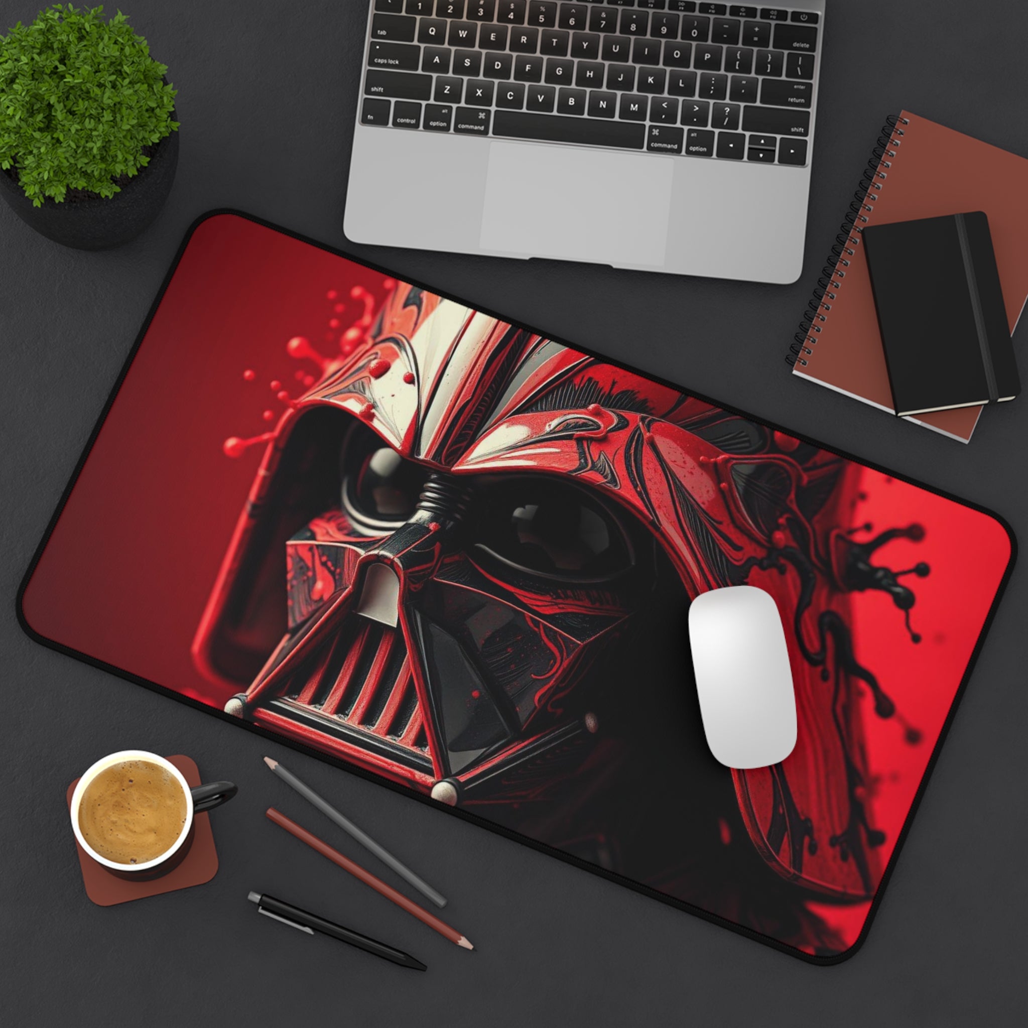 Red Darth Vader Helmet Mouse Pad — Dark Sith Gaming Desk Mat