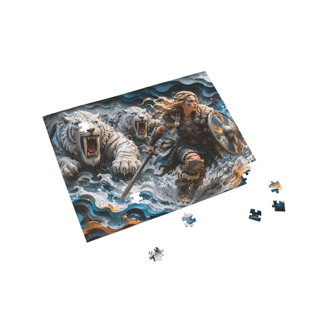Viking Shieldmaiden & White Tigers - Puzzle (96–1000 pcs)