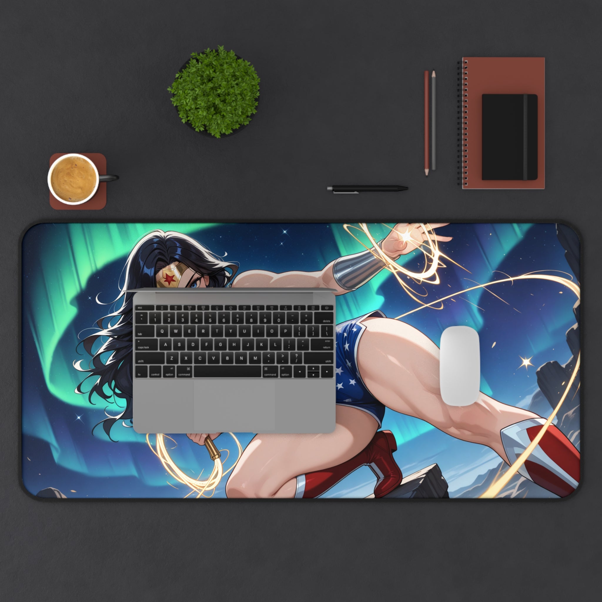 Wonder Woman Desk Mat, Gaming Mouse Pad, Superhero Playmat with Vibrant Print