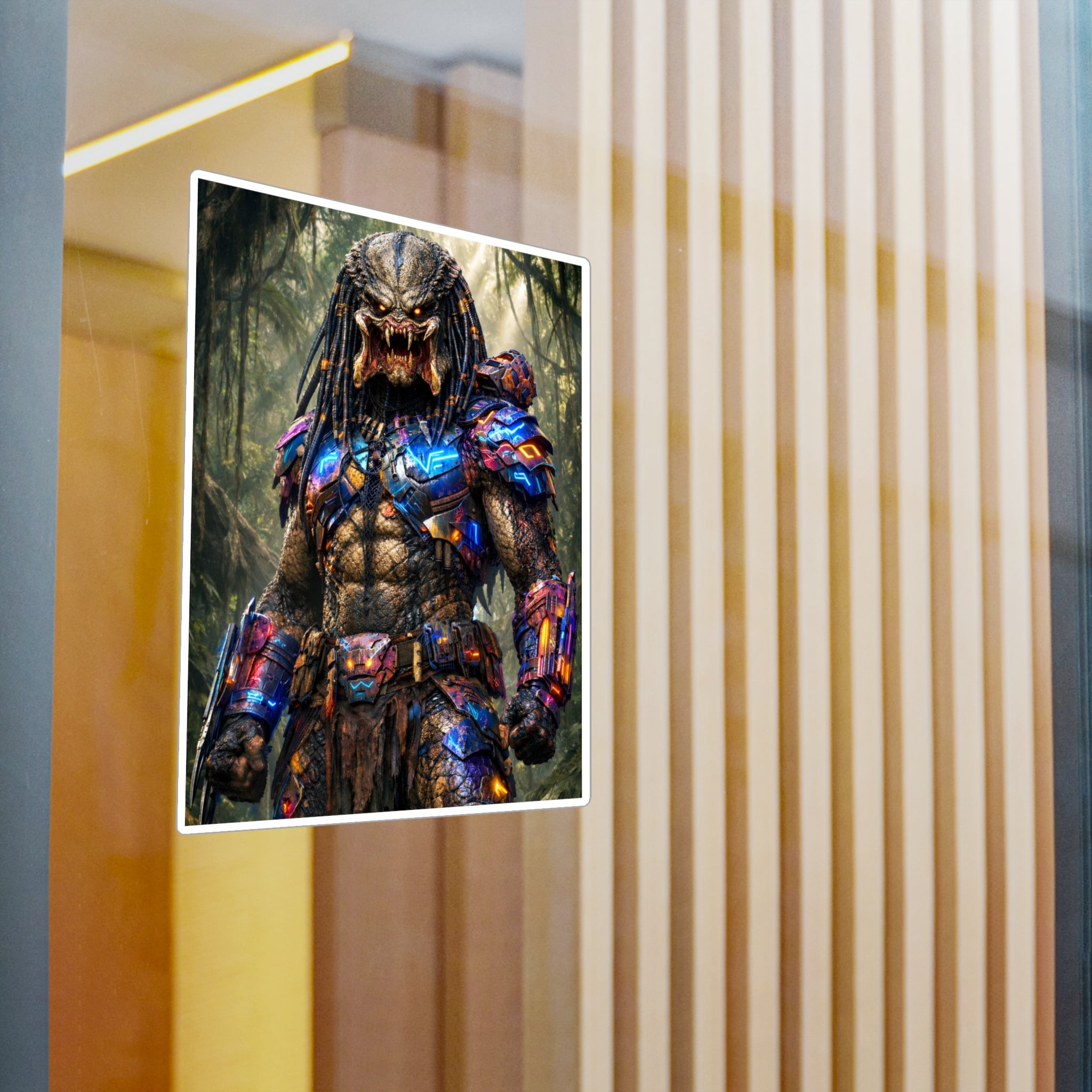 Predator Warrior Vinyl Sticker — Sci‑Fi Tribal Alien Kiss‑Cut Decal