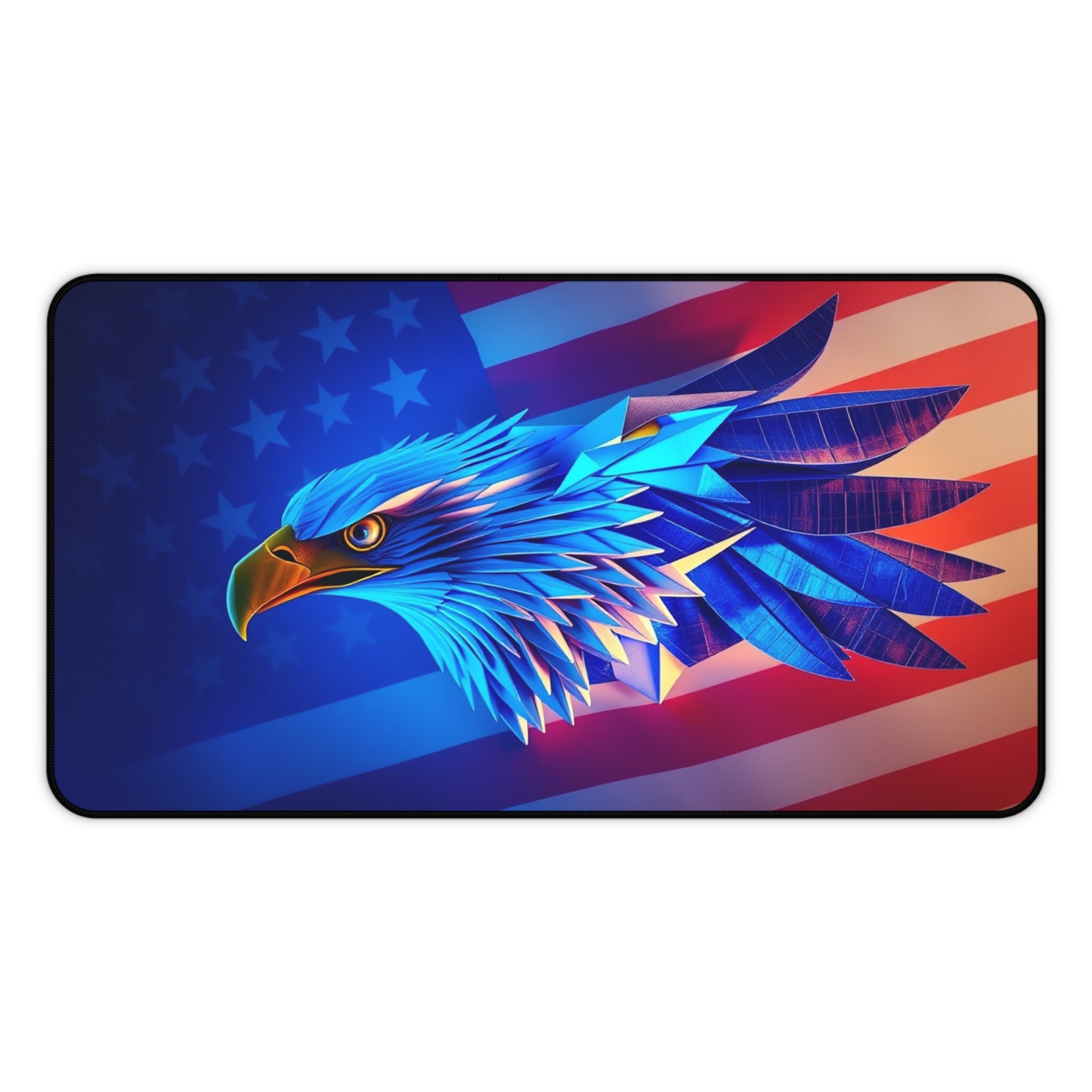 Patriotic Desk Mat with Eagle and American Flag, Premium Mouse Pad