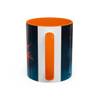 Galactic Cats Mug , Vibrant Ceramic Coffee Cup with Colorful Interior