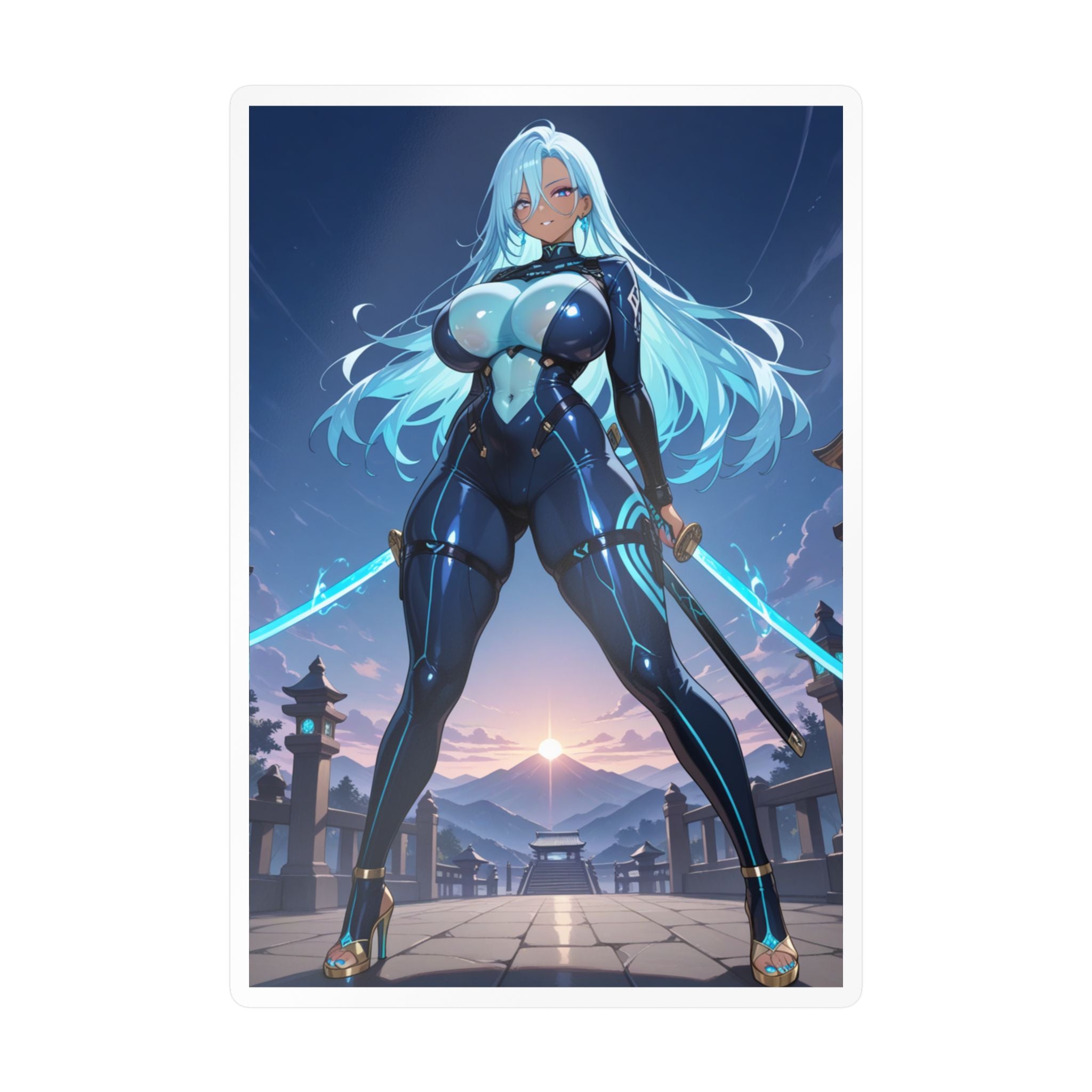 Blue-haired Anime Waifu Sticker