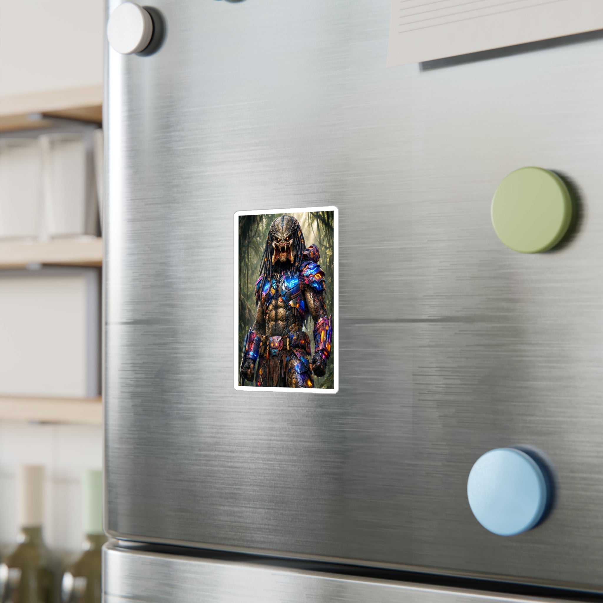 Predator Warrior Vinyl Sticker — Sci‑Fi Tribal Alien Kiss‑Cut Decal