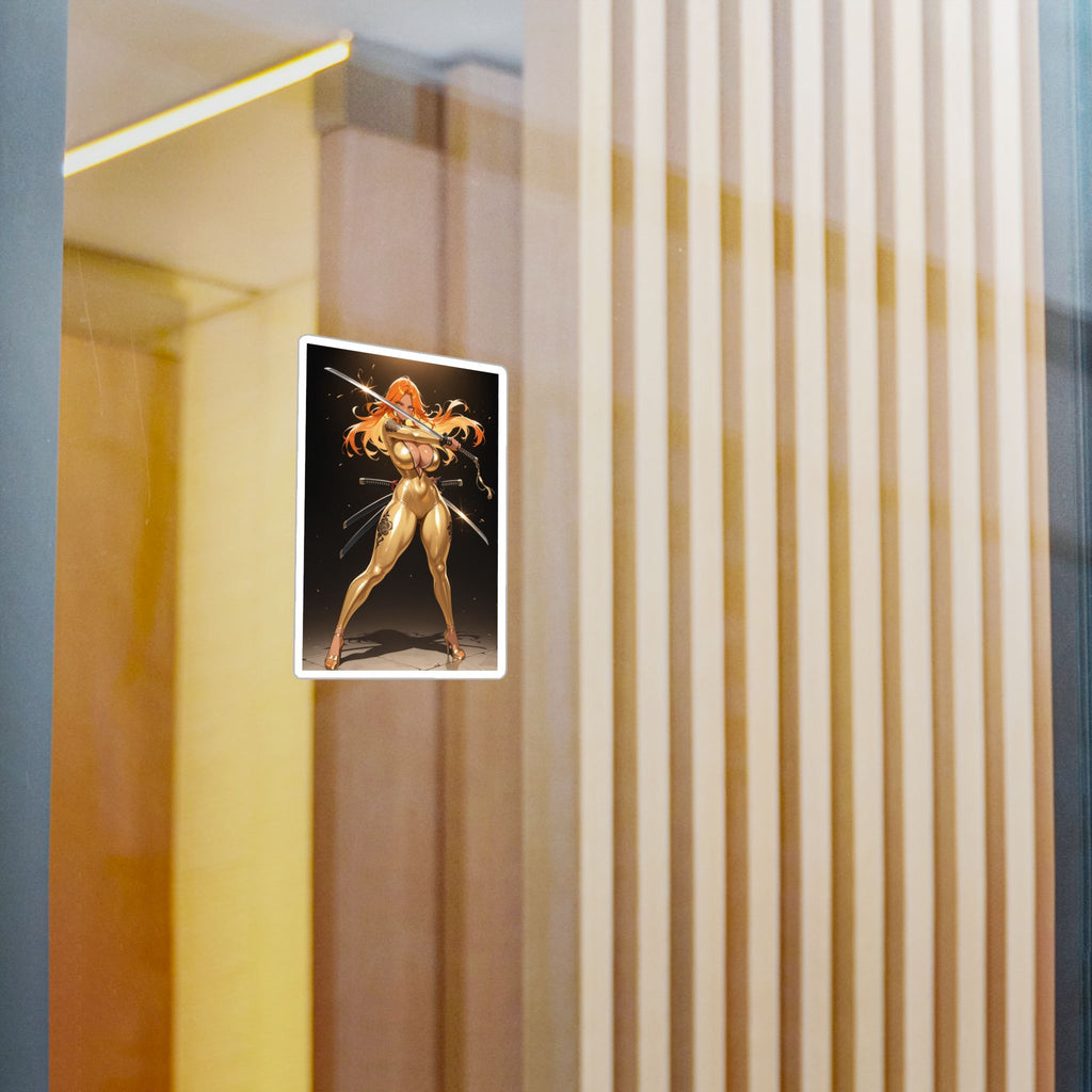 Golden Anime Girl Warrior Sticker