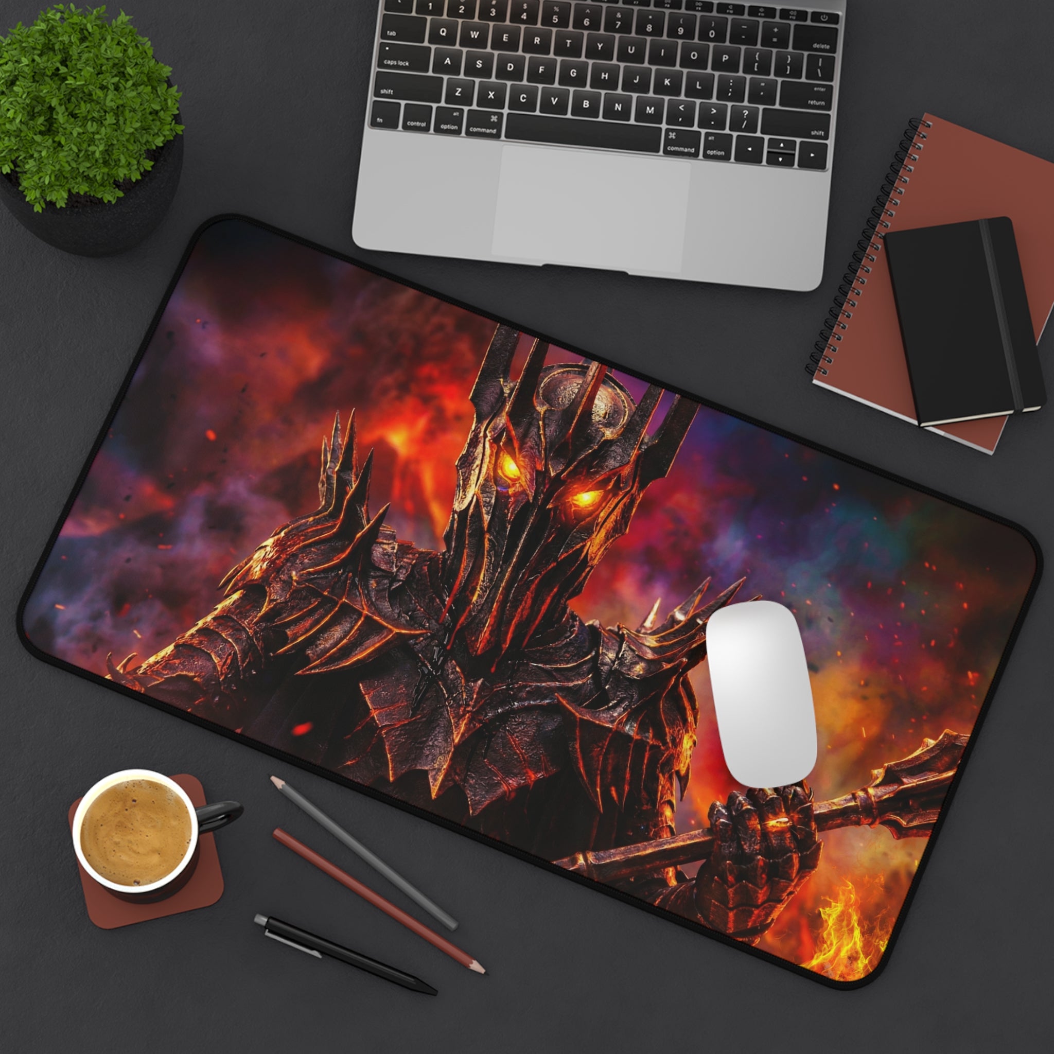 Sauron Desk Mat, Premium LOTR Mouse Pad with Non-Slip Base, Vibrant Colors & Durable Hemmed Edges