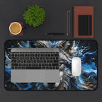 Mystic Blue Wolf Mouse Pad — Large Animal Print Desk Mat