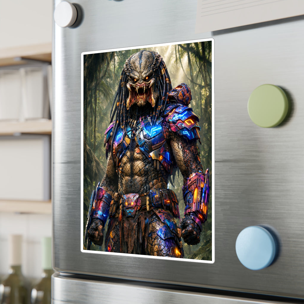 Predator Warrior Vinyl Sticker — Sci‑Fi Tribal Alien Kiss‑Cut Decal