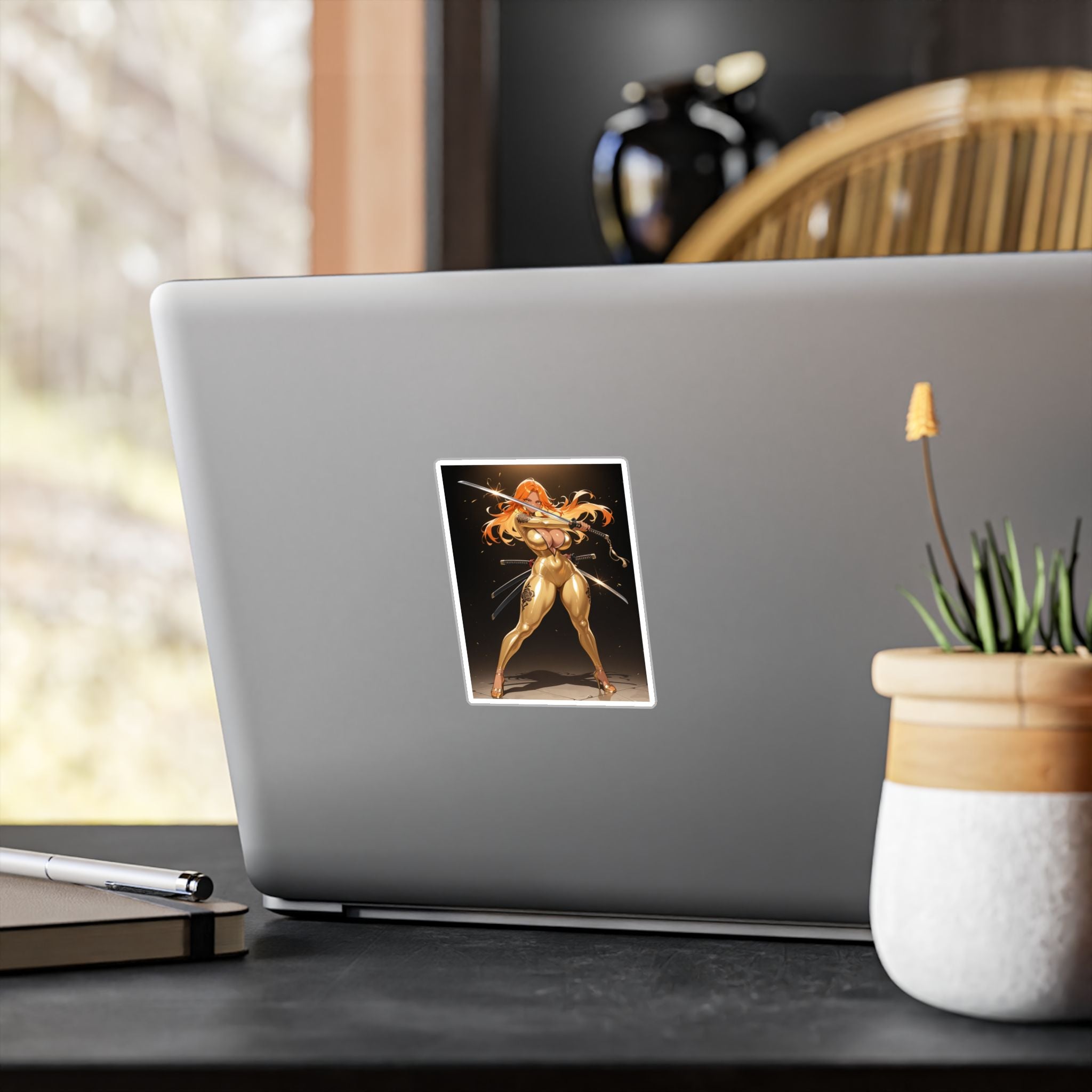 Golden Anime Girl Warrior Sticker