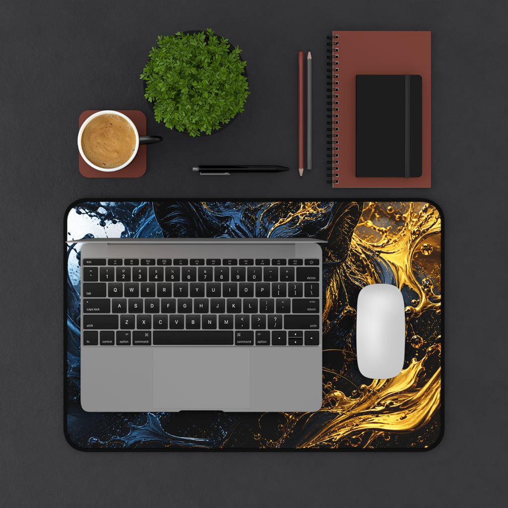 Black Panther Desk Mat — Black & Gold Cosmic Cat Gaming Mouse Pad