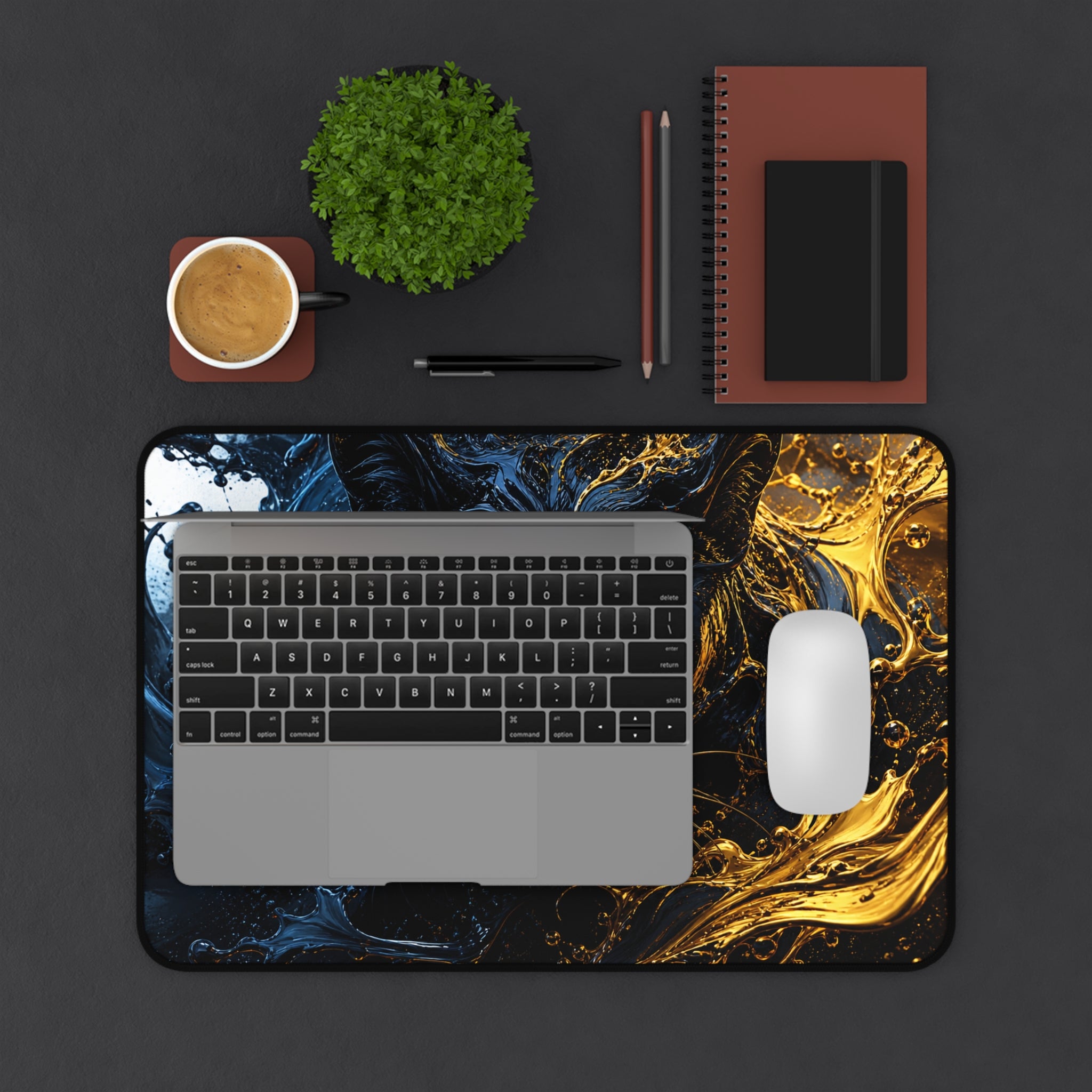 Black Panther Desk Mat — Black & Gold Cosmic Cat Gaming Mouse Pad