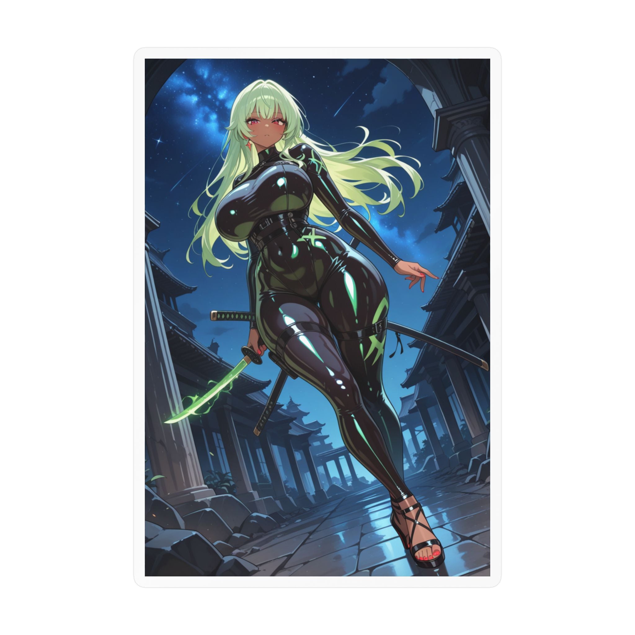 Moonblade Cyber Samurai Anime Girl Sticker